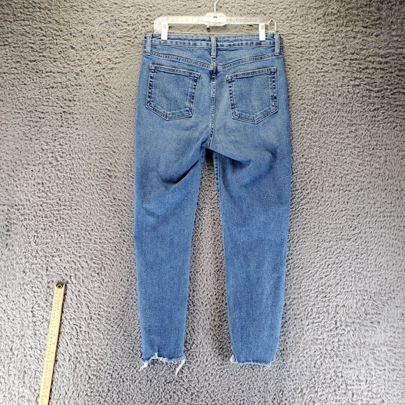 Just Black Denim Jeans Womens Size 29 Blue Distressed Raw Hem Straight Cut USA - Picture 11 of 12